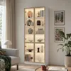 Weißer Vitrinenschrank mit 4 Glastüren 80x36x200cm, Goldene Produktbild-Vorschau 1