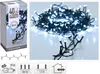 A product shot of white LED string lights and its packaging. Voir les images du produit