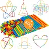 400stk Strohhalme Bausteine Set Lernspielzeug ab 3 Jahren Produktbild-Vorschau 2