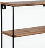 A close-up view of a two-tiered wooden shelf with black metal supports, mounted on a white wall. Produktbild-Vorschau