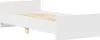 A white bed frame with wooden slats. Voir les images du produit