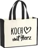 Huuraa Jutetasche Koch mit Herz 21 Liter Black Jute und Produktbild-Vorschau 1