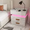 Table de nuit avec éclairage LED avec 2 tiroirs Voir les images du produit 1