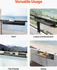 A collage of four images showing a foldable balcony table being used in different scenarios: for work, leisure, plant display, and dining. Voir les images du produit