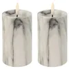 2er LED Kerze Stumpenkerze Marmor Optik flackern Ø7x15cm Produktbild-Vorschau 2