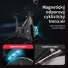 A collage showing a stationary exercise bike and close-ups of its magnetic and friction resistance mechanisms. Náhľad obrázku produktu
