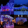 2.4M Chaîne de Lumières Noël Bleu 8 tubes LED pluie Voir les images du produit 9