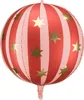 Folienballon rund 50cm gestreift mit Sternen Rosa Rot Gold Anteprima dell’immagine prodotto