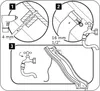 Diagrams showing how to assemble and use a water slide. Produktbild-Vorschau