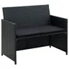 vidaXL 2-Sitzer-Gartensofa mit Polstern Schwarz Poly Rattan Produktbild-Vorschau 4