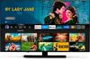 A television screen displaying a streaming service interface with various movie and TV show posters, along with app icons. Produktbild-Vorschau