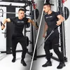 A man is shown performing exercises with gym equipment, split into two images. Produktbild-Vorschau