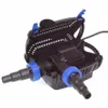 A black and blue pond pump with two hose attachments and an open lid. Produktbild-Vorschau