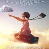 A child dressed as a pilot is flying on a suitcase through the sky, pointing towards a cloud with a pink radio. Voir les images du produit