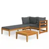 vidaXL 3-tlg. Garten-Lounge-Set mit Dunkelgrauen Kissen Produktbild-Vorschau 1