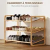 HOMCOM Étagère à chaussures en bambou à 3 niveaux, Voir les images du produit 4