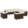 13-tlg. Garten-Sofagarnitur mit Kissen Braun Poly Rattan Produktbild-Vorschau 1