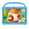 A blue tablet with a cartoon image on the screen, featuring a fox in a house. Produktbild-Vorschau