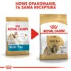 Two bags of Royal Canin Shih Tzu dog food are shown side-by-side, with a red arrow indicating a change from the old packaging to the new. Text above states 'New packaging, same recipe'. Anteprima dell’immagine prodotto