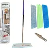 A flat lay of a mop set with multiple cleaning pads and a packaging box. Produktbild-Vorschau