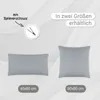 Two pillowcases of different sizes are shown, with text indicating features and availability. Produktbild-Vorschau