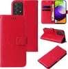 A collage of images showing a red floral flip phone case for a Samsung Galaxy A52 series phone. Produktbild-Vorschau
