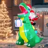 père Noël gonflable de 213 cm sur dinosaure avec lumières Voir les images du produit 1