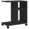 A black side table with wheels and shelves, shown from a slight angle against a white background. Podgląd zdjęcia produktu
