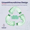 Marketing image showing crumpled plastic bottles arranged in a recycling symbol, with text about eco-friendly design and recycled materials. Anteprima dell’immagine prodotto