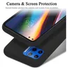 A black phone case is shown with a phone inside, highlighting camera and screen protection. Anteprima dell’immagine prodotto