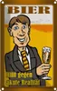 vianmo Blechschild 30x20 cm Alkohol Bier hilft gegen akute Produktbild-Vorschau 1