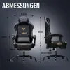 A gaming chair with dimensions and measurements shown. Produktbild-Vorschau