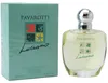 Eau de Toilette Luciano Pavarotti, 125 ml Flakon mit silberner Kappe neben türkisfarbener Verpackung mit buntem Symbolfeld und Schriftzug. Podgląd zdjęcia produktu