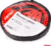 A black circular bag containing red booster cables, with a white label showing product information. Podgląd zdjęcia produktu