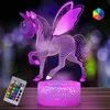 Kinder 3D Einhorn Nachtlicht, Tischlampe mit 16 Farben und Produktbild-Vorschau 1