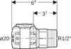 Geberit GE FlowFit, Übergang, AG, SiBr, d20mm, R1/2, 1 Stk. Produktbild-Vorschau 3