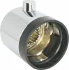 A close-up studio shot of a chrome-plated plumbing part with a black rubber seal and internal splines. Produktbild-Vorschau