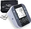 A digital blood pressure monitor with its cuff and USB cables. Produktbild-Vorschau