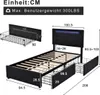Łóżko tapicerowane 90x200 cm czarne z diodami LED i 2 Podgląd zdjęcia produktu 2
