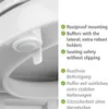 A close-up of a toilet seat hinge with descriptive text highlighting features. Produktbild-Vorschau