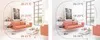 A living room scene with an infrared heater mounted on the wall, displaying temperature readings. Produktbild-Vorschau