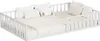 A white wooden bed frame with bedding and pillows. Anteprima dell’immagine prodotto