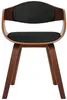 A front view of a modern chair with a wooden frame and black fabric upholstery. Náhled obrázku produktu