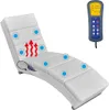 vidaXL Masážne lehátko Chaise Longue White Faux Leather Náhľad obrázku produktu 2