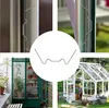 A collage of images showing greenhouse clips in use and a close-up of the product. Produktbild-Vorschau