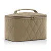 A quilted cosmetic bag with a handle and zipper. Anteprima dell’immagine prodotto