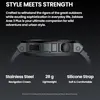 Close-up of a smartwatch side profile with marketing text. Produktbild-Vorschau
