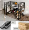 A loft bed with an integrated desk and shelving, shown in a room setting with some items on the shelves. Náhľad obrázku produktu