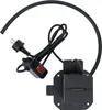 A black electrical cord with a plug and switch attached to a black mounting bracket. Náhled obrázku produktu