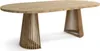 A wooden oval dining table with a slatted base, shown against a white background. Náhled obrázku produktu